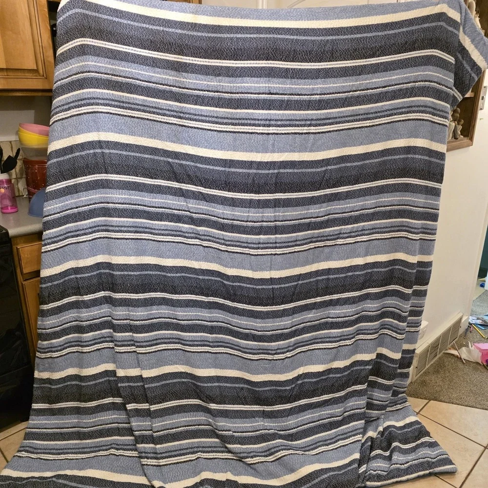 Ugg Blue White Striped Ursa Comforter Queen Blanket Bedding With 1 Matching Sham